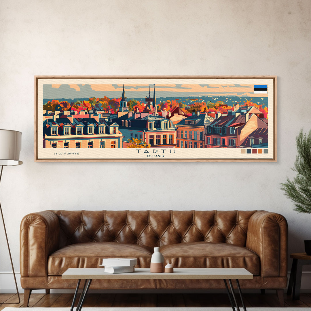 Tartu Estonia Wall Art, Panoramic Travel Poster, Panoramic Framed Canvas Print, City Wall Art, Wall Hanging Home Decor, Travel Art