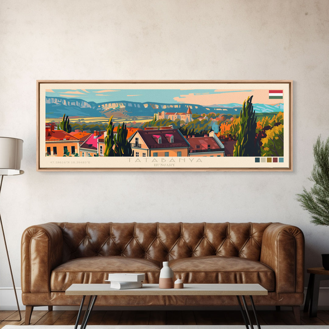 Tatabanya Hungary Travel Print Wall Art, Panoramic City Art, Travel Art, Wall Decor, Vacation Gift, Framed Canvas Print Or Metal Art