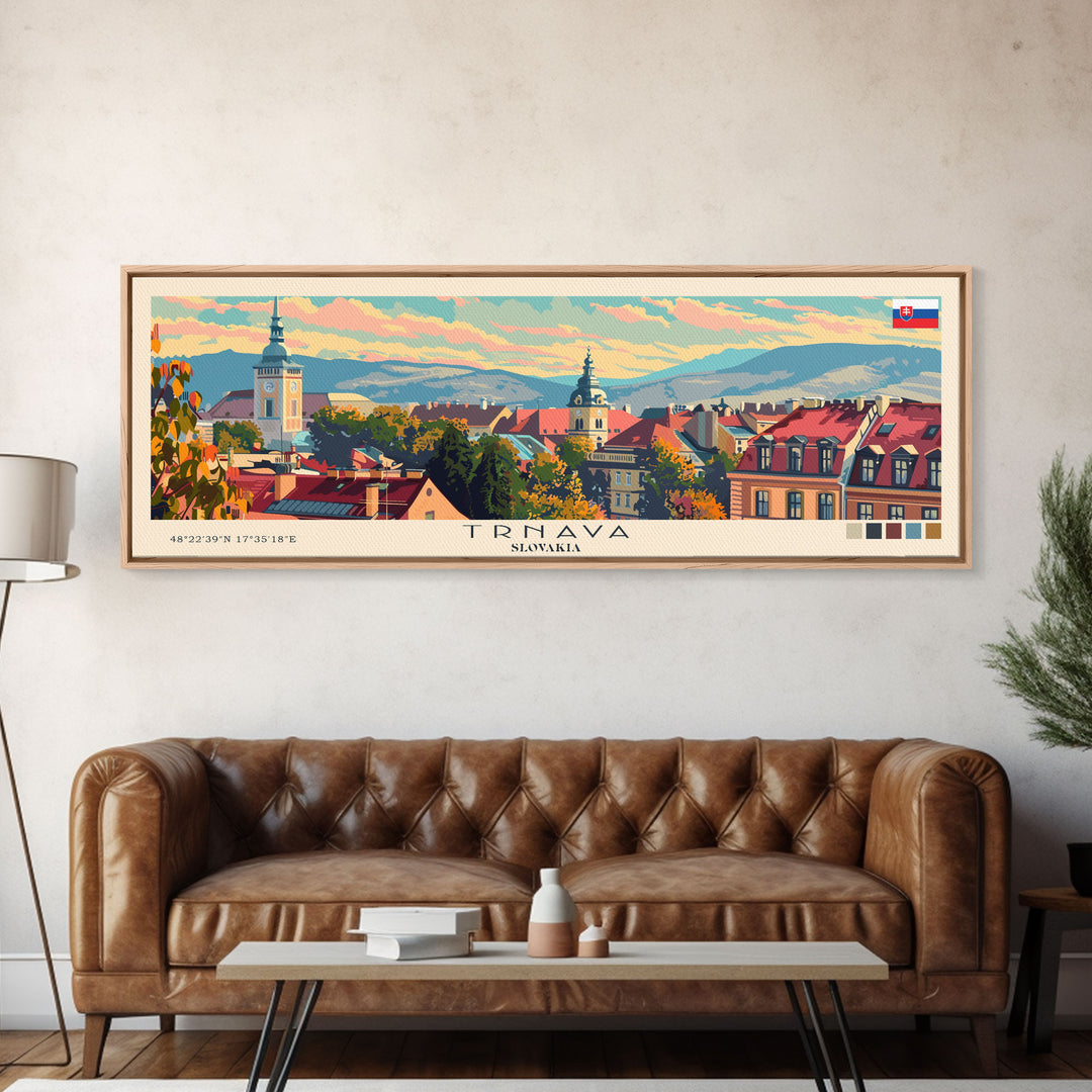 Trnava Slovakia Wall Art, Panoramic Travel Poster, Panoramic Framed Canvas Print, City Wall Art, Wall Hanging Home Decor, Travel Art