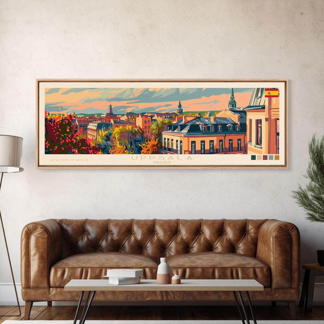 Uppsala Sweden Wall Art, Panoramic Travel Poster, Panoramic Framed Canvas Print, City Wall Art, Wall Hanging Home Decor, Travel Art