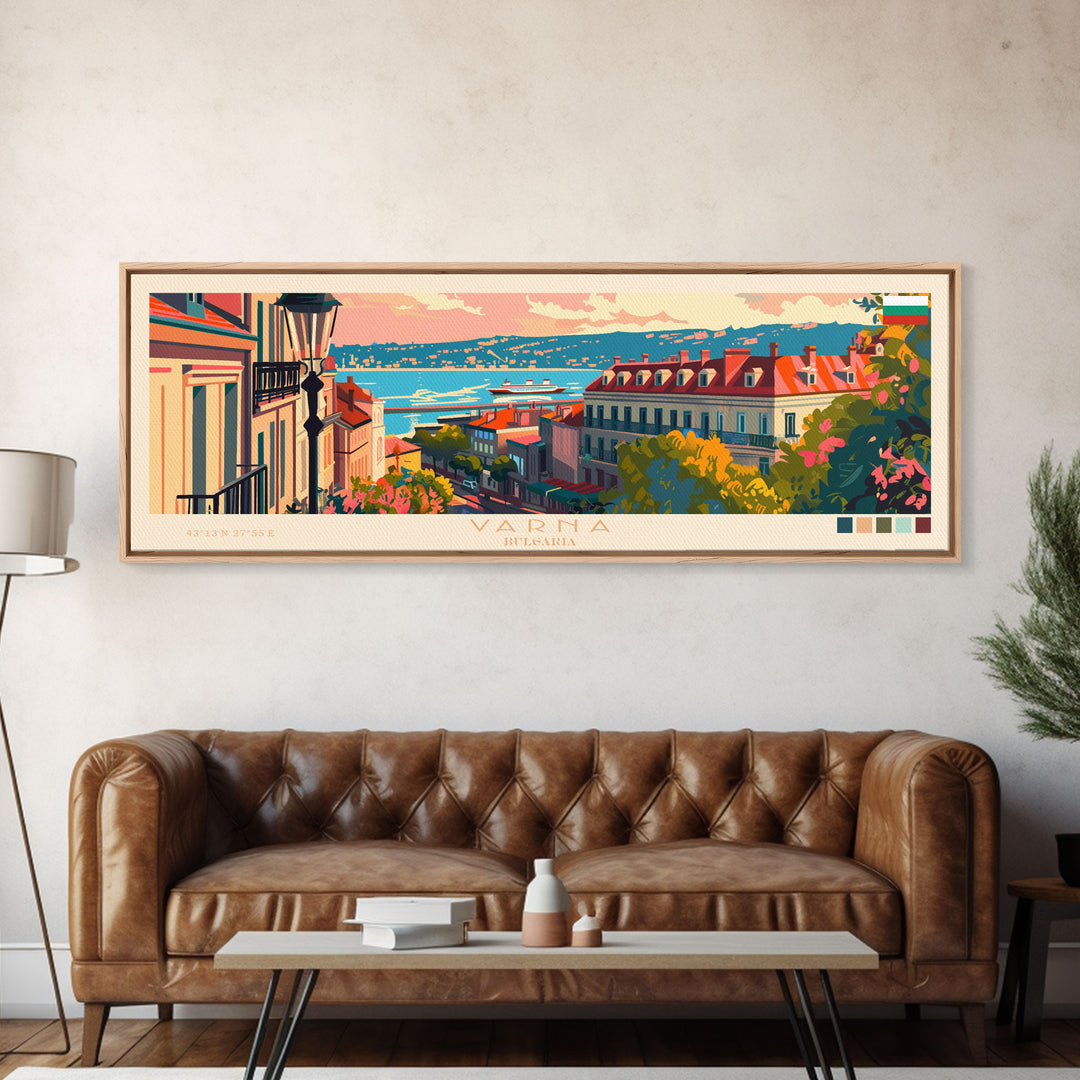 Varna Bulgaria Wall Art, Panoramic Travel Poster, Panoramic Framed Canvas Print, City Wall Art, Wall Hanging Home Decor, Travel Art