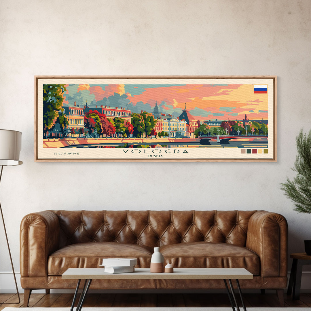 Vologda Russia Wall Art, Panoramic Travel Poster, Panoramic Framed Canvas Print, City Wall Art, Wall Hanging Home Decor, Travel Art