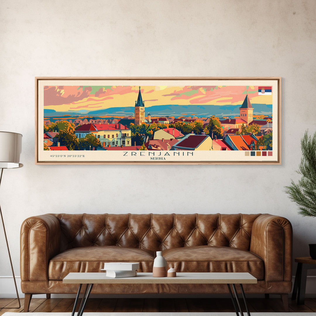 Zrenjanin Serbia Wall Art, Panoramic Travel Poster, Panoramic Framed Canvas Print, City Wall Art, Wall Hanging Home Decor, Travel Art