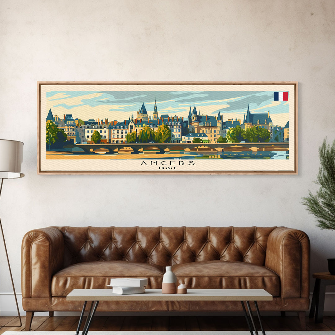 Angers France Wall Art, Panoramic Travel Poster, Panoramic Framed Canvas Print, City Wall Art, Wall Hanging Home Decor, Travel Art