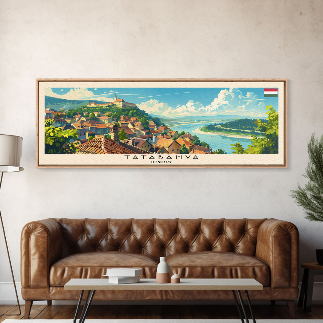 Tatabanya Hungary Travel Print Wall Art, Panoramic City Art, Travel Art, Wall Decor, Vacation Gift, Framed Canvas Print Or Metal Art