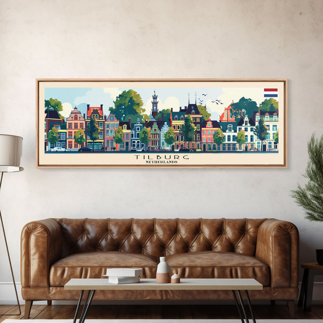 Tilburg Netherlands Wall Art, Panoramic Travel Poster, Panoramic Framed Canvas Print, City Wall Art, Wall Hanging Home Decor, Travel Art