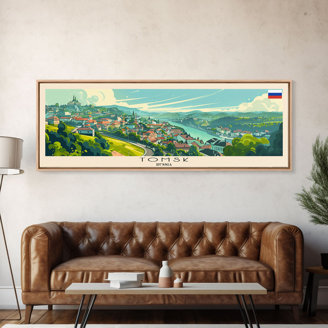 Tomsk Russia Wall Art, Panoramic Travel Poster, Panoramic Framed Canvas Print, City Wall Art, Wall Hanging Home Decor, Travel Art