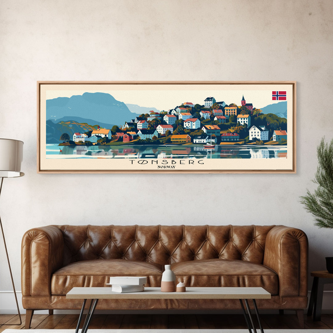 Tųnsberg Norway Travel Print Wall Art, Panoramic City Art, Travel Art, Wall Decor, Vacation Gift, Framed Canvas Print Or Metal Art