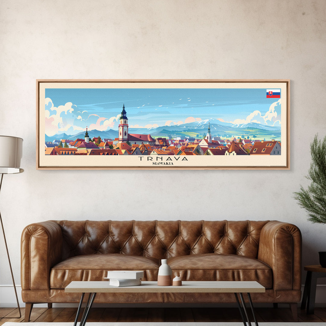 Trnava Slovakia Wall Art, Panoramic Travel Poster, Panoramic Framed Canvas Print, City Wall Art, Wall Hanging Home Decor, Travel Art