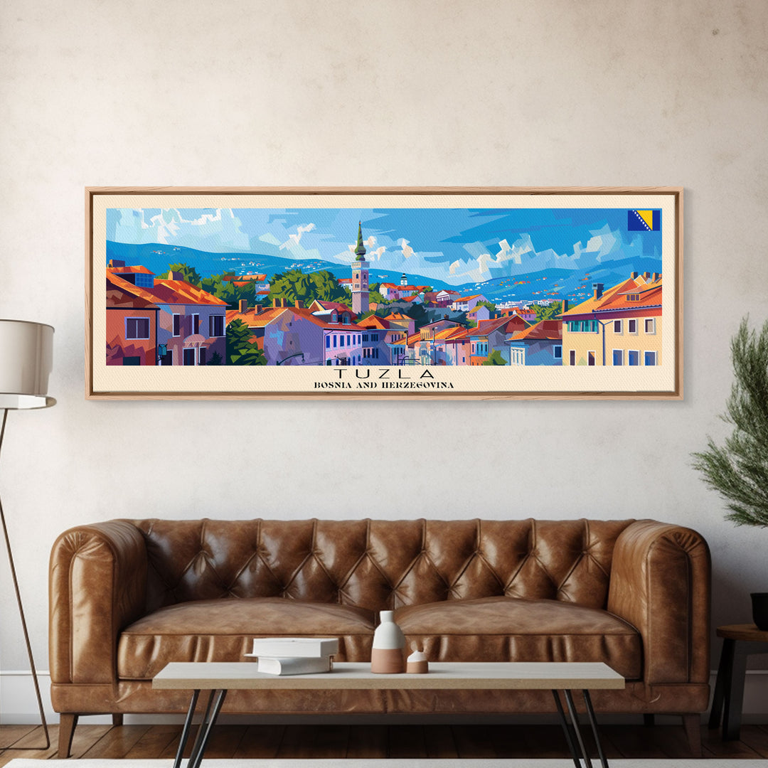 Tuzla Bosnia Travel Print Wall Art, Panoramic City Art, Travel Art, Wall Decor, Vacation Gift, Framed Canvas Print Or Metal Art