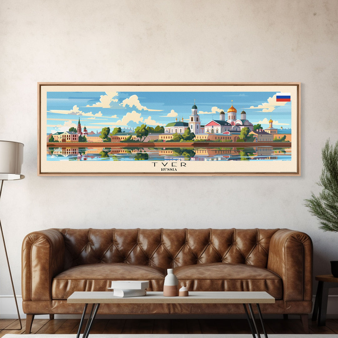 Tver Russia Travel Art, City Art, Framed Canvas Print or Metal Wall Art, Europe Travel Poster, Panoramic Wall Art, Extra Wide Wall Art