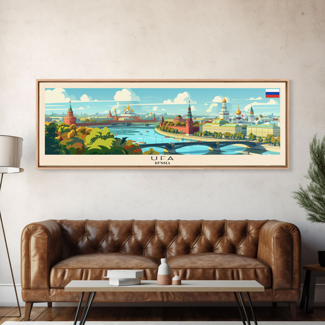 Ufa Russia Wall Art, Panoramic Travel Poster, Panoramic Framed Canvas Print, City Wall Art, Wall Hanging Home Decor, Travel Art