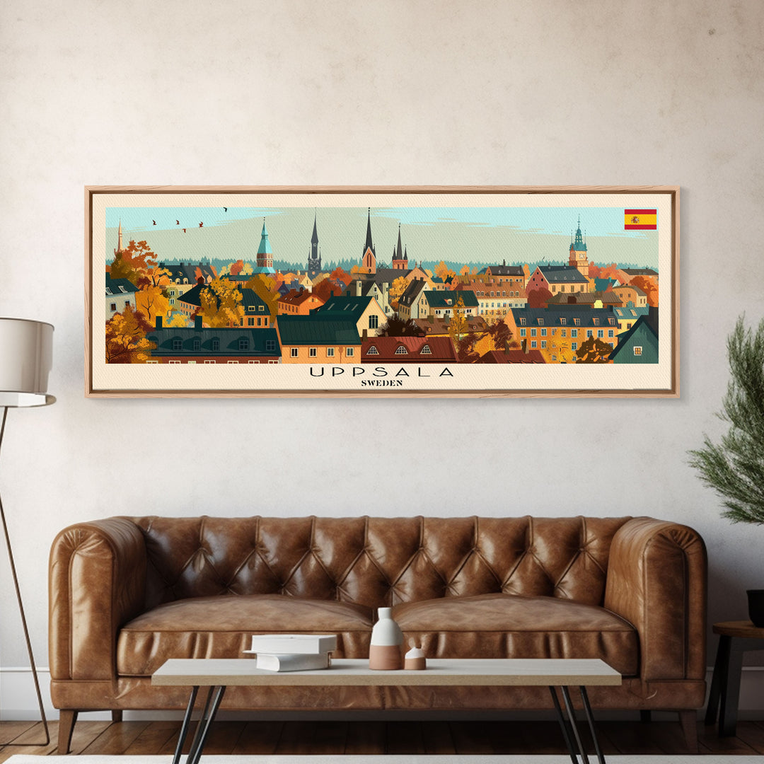 Uppsala Sweden Wall Art, Panoramic Travel Poster, Panoramic Framed Canvas Print, City Wall Art, Wall Hanging Home Decor, Travel Art