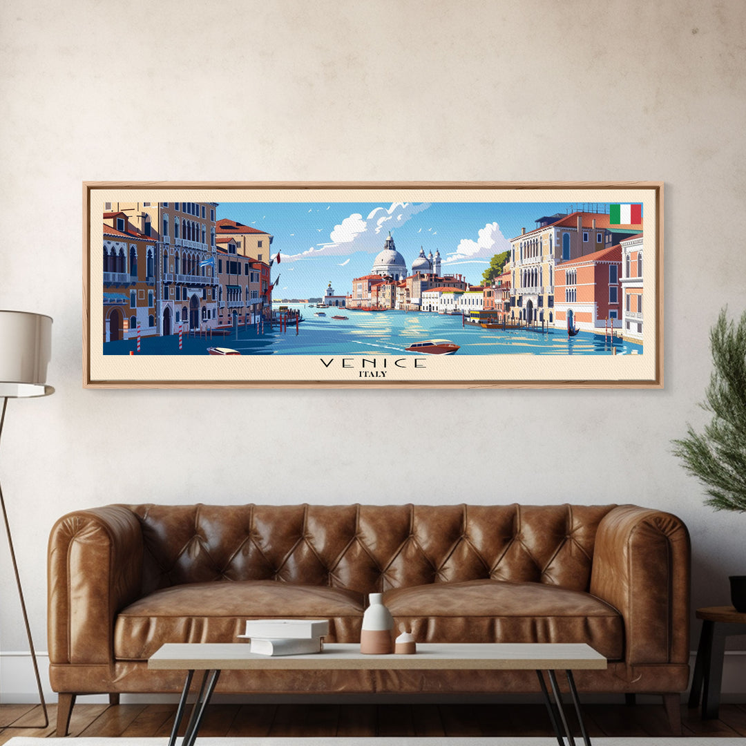 Venice Italy Travel Print Wall Art, Panoramic City Art, Travel Art, Wall Decor, Vacation Gift, Framed Canvas Print Or Metal Art