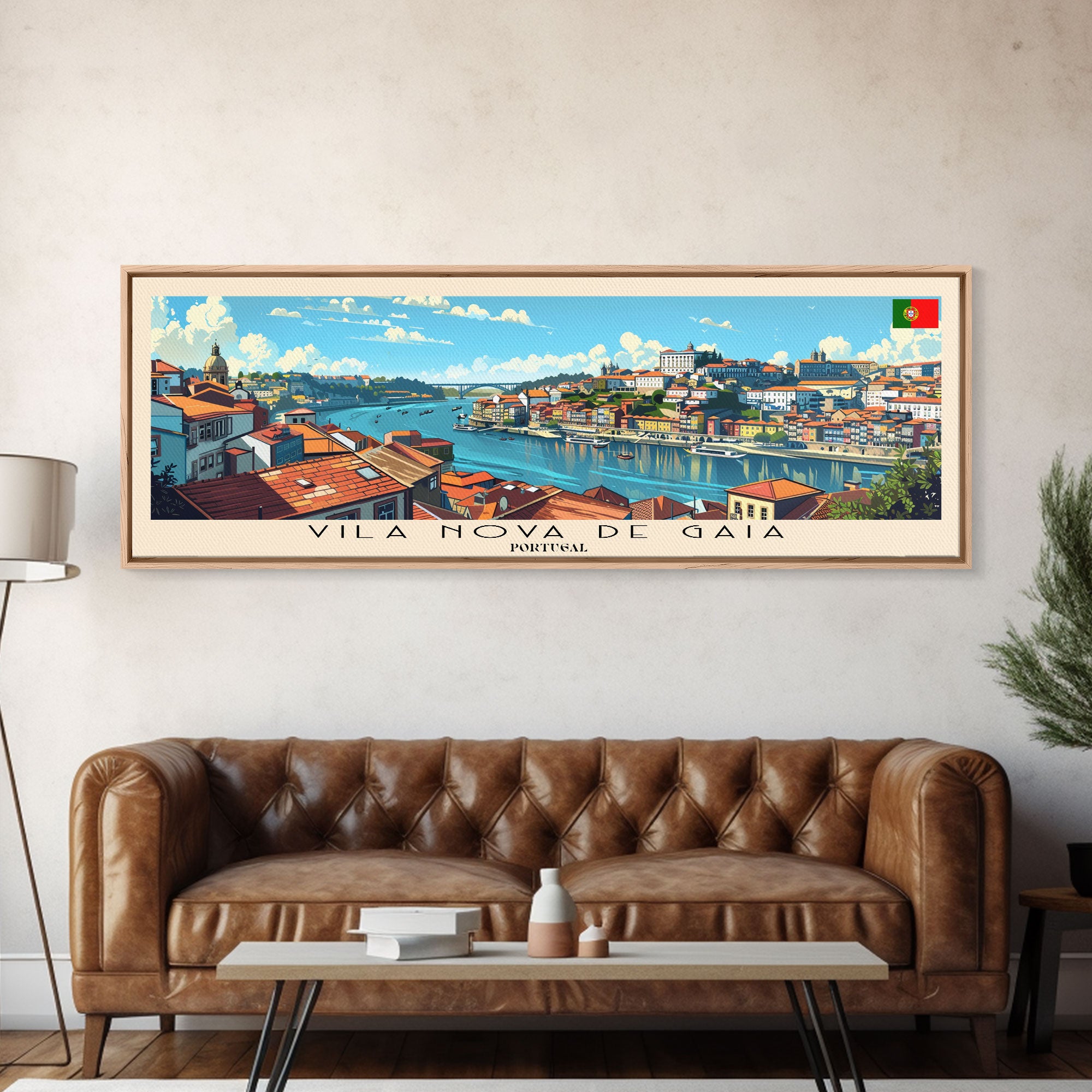 Vila Nova de Gaia Portugal Travel Print Wall Art, Panoramic City Art, Travel Art, Wall Decor, Vacation Gift, Framed Canvas Print Or Metal Art