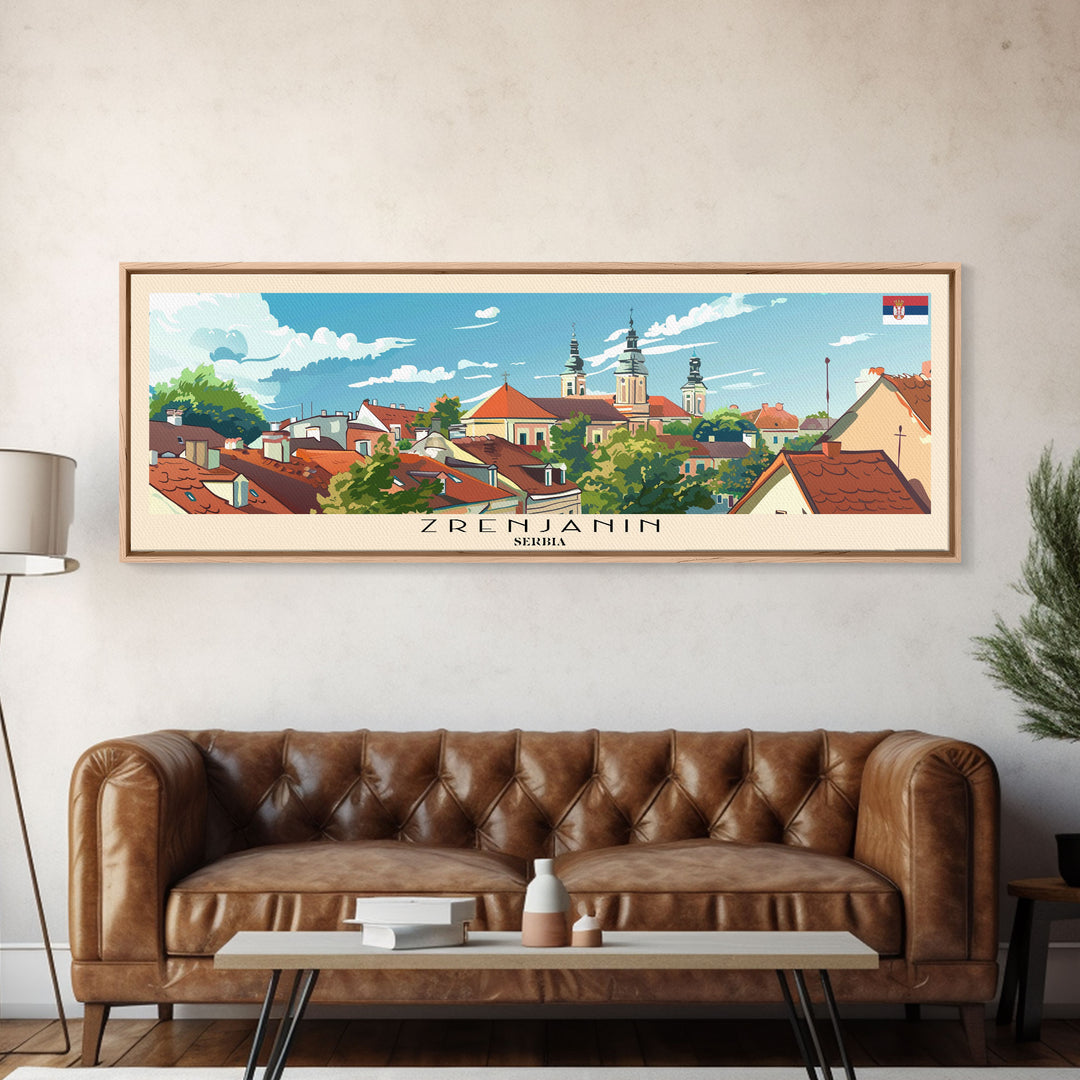 Zrenjanin Serbia Wall Art, Panoramic Travel Poster, Panoramic Framed Canvas Print, City Wall Art, Wall Hanging Home Decor, Travel Art