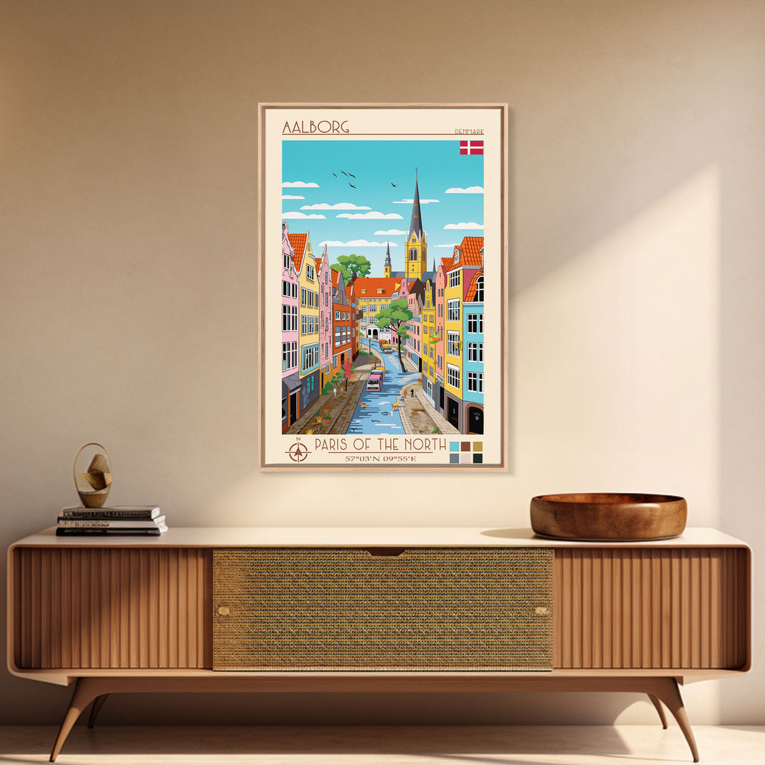 Aalst Belgium Travel Poster Framed Canvas Print, Midcentury Modern Wall Art, Pop Art Home Decor, Scenic View Art, Vacation Gift, Living Room Art, Cultural Print