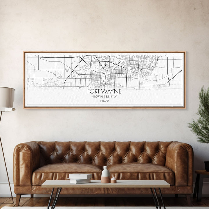 Panoramic Fort Wayne City Map, Indiana Art, Map Print, Minimalist Wall Art, Canvas Art, Housewarming Gift, Street Map Art, Closing Gift