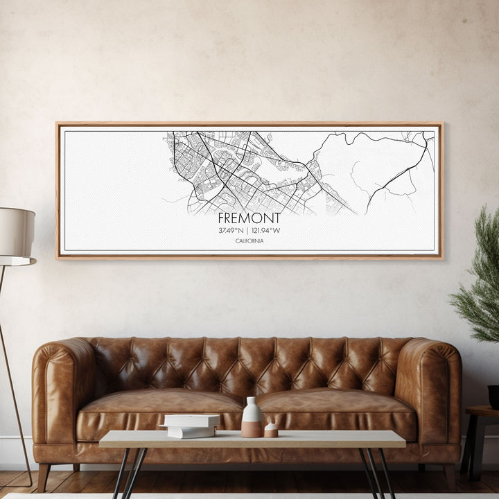 Panoramic Fremont City Map, California Art, Map Print, Minimalist Wall Art, Canvas Art, Housewarming Gift, Street Map Art, Closing Gift