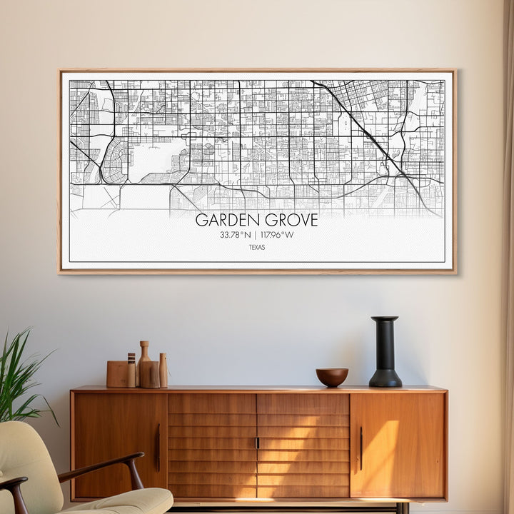 Garden Grove City Map, Texas Map, Map Art, Minimalist Art, Wall Art, Canvas Art, Farmhouse Wall Art, Hunting Décor, College Apartment Art