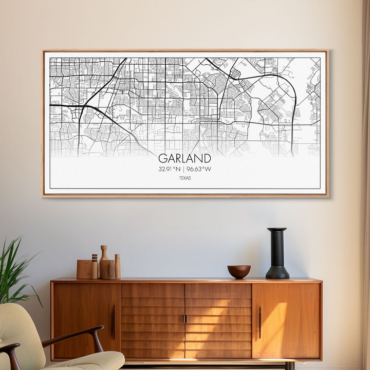 Garland City Map, Texas Map, Map Art, Minimalist Art, Wall Art, Canvas Art, Western Décor, Rustic Farmhouse Décor, Best Friend Gift, Office