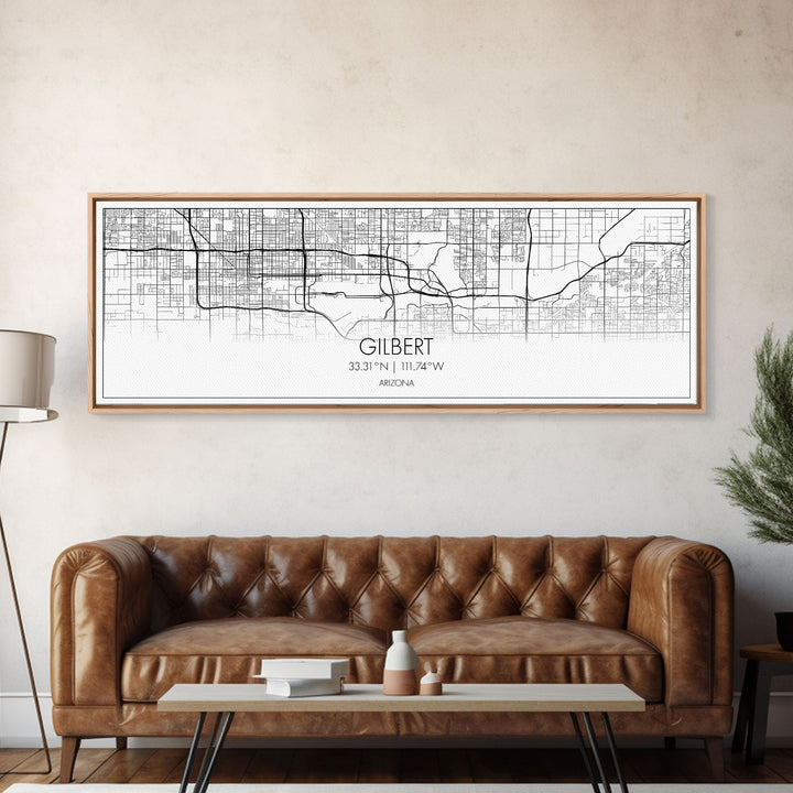 Panoramic Gilbert City Map, Arizona Art, Map Print, Minimalist Wall Art, Canvas Art, Housewarming Gift, Street Map Art, Closing Gift