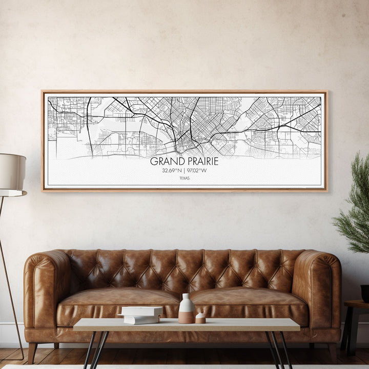 Panoramic Grand Prairie City Map, Texas Art, Map Print, Minimalist Wall Art, Canvas Art, Housewarming Gift, Street Map Art, Closing Gift