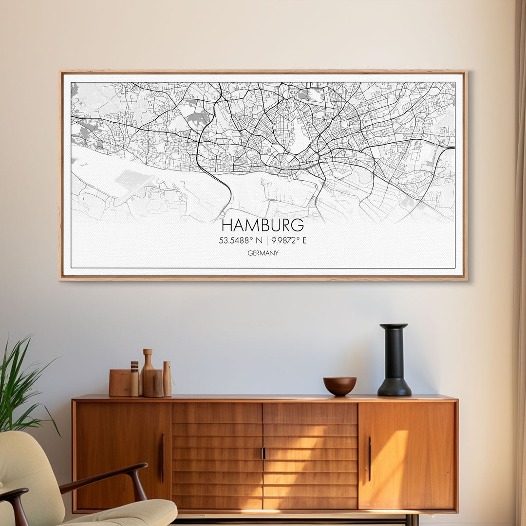 Hamburg City Map, Germany Map, Map Art, Minimalist Art, Wall Art, Canvas Art, Europe Wall Art, Gifts For Dad, Office Wall Art, Unique Art