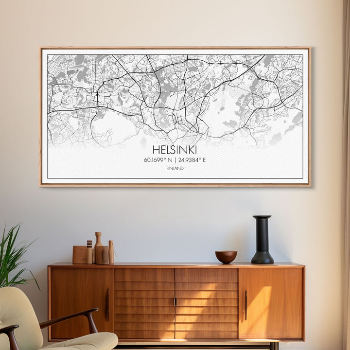 Helsinki City Map, Finland Map, Map Art, Minimalist Art, Wall Art, Canvas Art, Europe Art, Gift For Girls, Large Canvas Art, Travel Wall Art