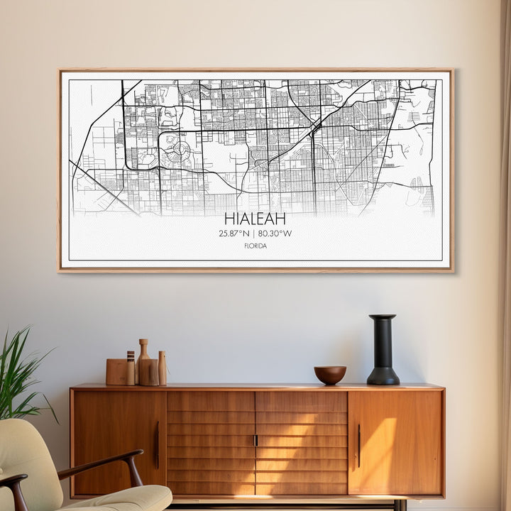 Hialeah City Map, Florida Map, Map Art, Minimalist Art, Wall Art, Canvas Art, Dorm Room Wall Art, Bedroom Wall Art, Neighbor Gift, Room Art