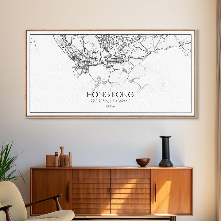 Hong Kong City Map, China Map, Map Art, Modern Art, Wall Art, Canvas Art, Asian Wall Art, Simple Wall Art, Wall Prints Trendy, Modern Gift