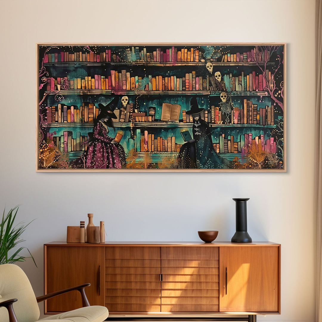 The Witch's Library Framed Canvas Print - Spooky Season Wall Art - Spooky Season - Spooky Decor - Halloween Wall Art