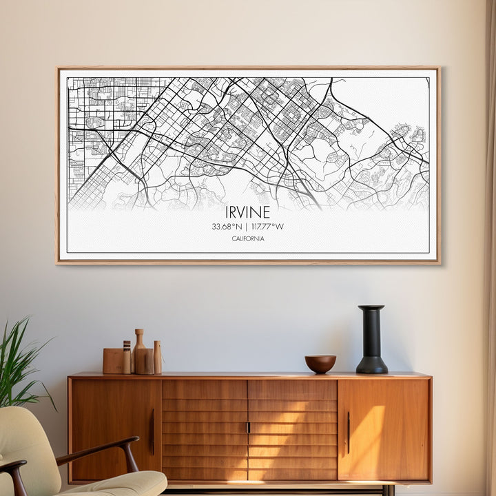 Irvine City Map, California Map, Map Art, Modern Art, Wall Art, Canvas Art, Bedroom Wall Décor, Engagement Gift, Tiny Home Décor, Home Décor