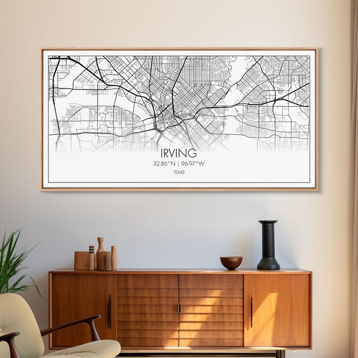 Irving City Map, Texas Map, Map Art, Modern Art, Wall Art, Canvas Art, Texas Wall Art, Hanging Wall Décor, Travel Lover Gift, Apartment Art