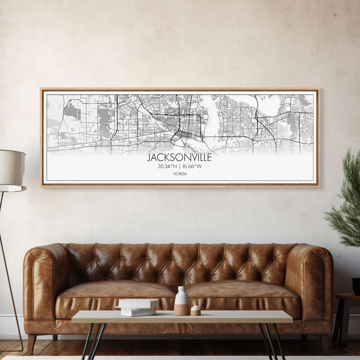 Panoramic Jacksonville City Map, Florida Art, Map Print, Minimalist Wall Art, Canvas Art, Housewarming Gift, Street Map Art, Closing Gift