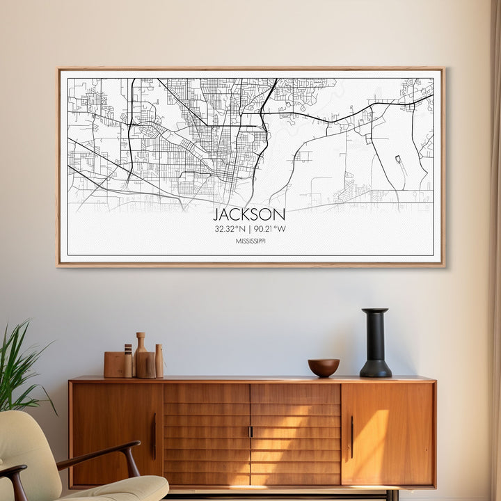 Jackson City Map, Mississippi Map, Map Art, Modern Art, Wall Art, Canvas Art, Apartment Wall Décor, Modern Farmhouse Art, Gift For Men