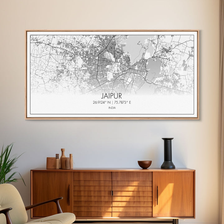 Jaipur City Map, India Map, Map Art, Modern Art, Wall Art, Canvas Art, Apartment Wall Art, Tiny House Gift, Book Shelf Décor, Travel Print