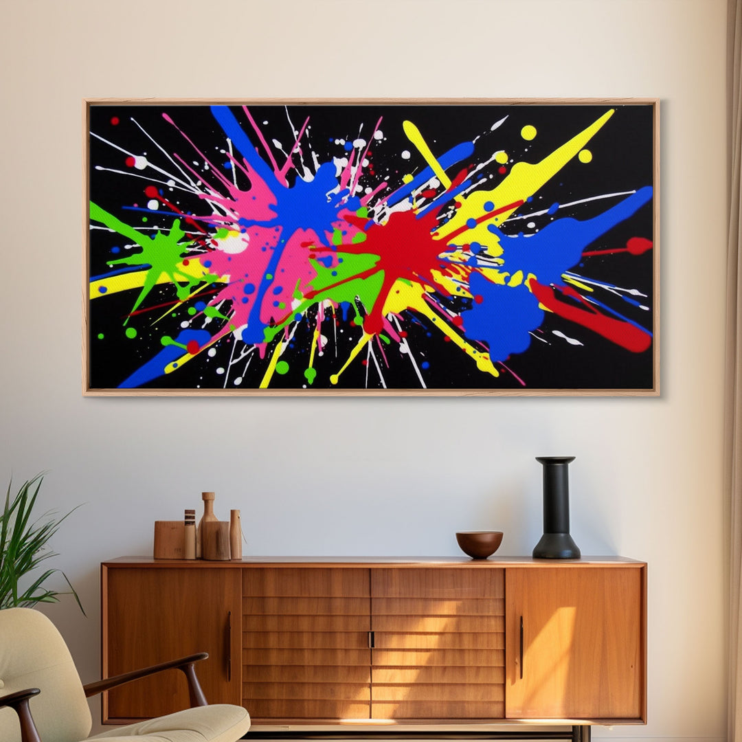 SPLAT! Graffiti Art - Colorful Painting / Canvas Print - Retro / Midcentury Style Abstract / Impressionist Art - Splatter Art