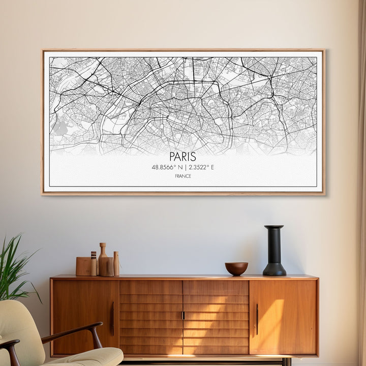 Paris City Map, France Art, Map Print, Minimalist Wall Art, Wall Art, Canvas Art, European Art, Dorm Room Wall Art, Gift For Traveler