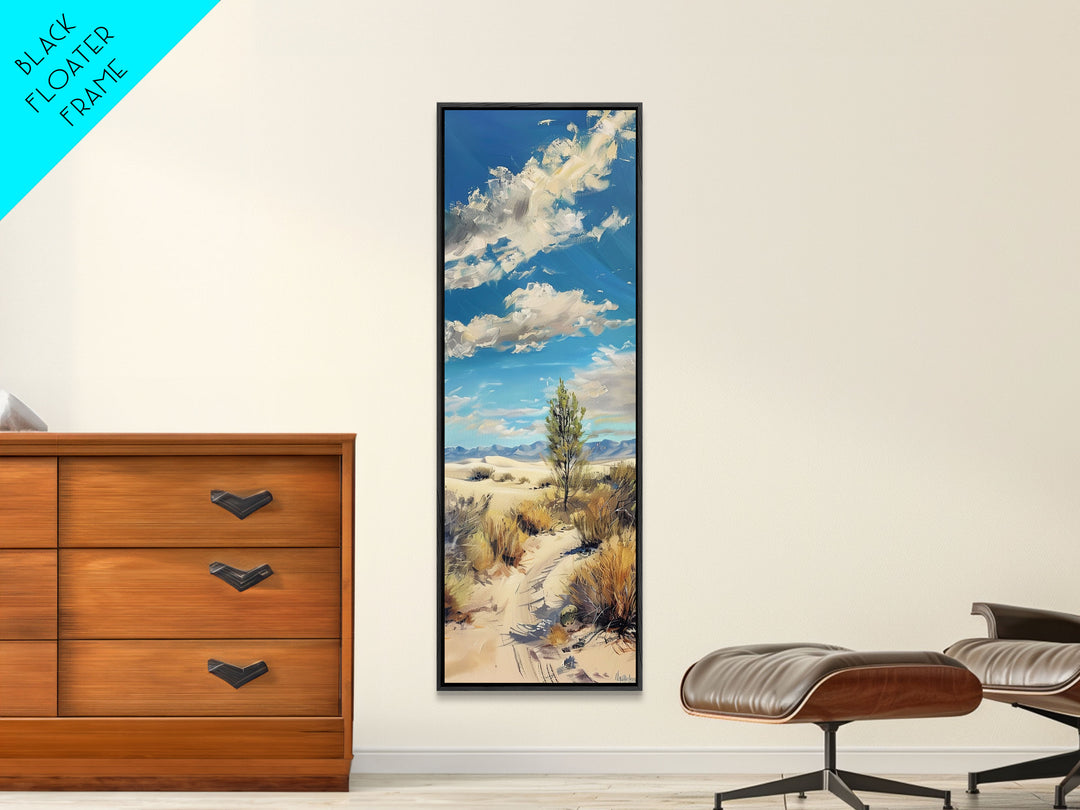 Western Mountain Landscape Canvas Painting Framed, Tall and Narrow Wall Art, Coastal Art Print for Office, Beach Landscape Art, Modern Art