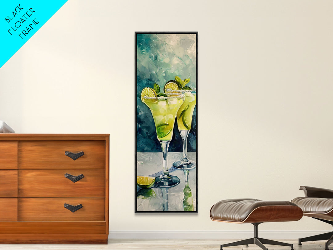 Vertical Martini Wall Art Framed and Printed on Canvas, Oversized Martini Poster, Bar Art Painting, Textured Painting, Kitchen Wall Art