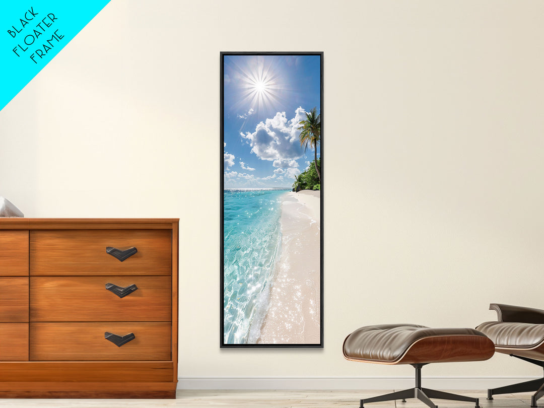 Tranquil Crystal Clear Ocean Water and Sky Landscape Photography, Stunning Framed Canvas Print for Beach Themed Wall Art Lovers