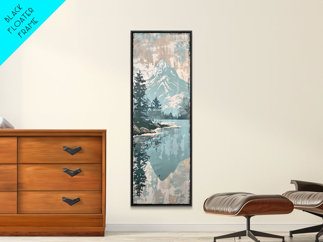 Urban Skyline with Majestic Mountain Background, Contemporary Cityscape Framed Canvas Print, Ideal for Modern Urban Wall Art