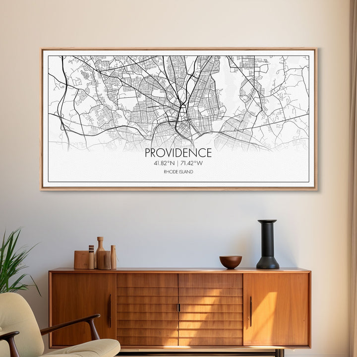 Providence City Map, Rhode Island Art, Map Print, Minimalist Wall Art, Wall Art, Canvas Art, Gifts For Mom, Horizontal Wall Art, Office Art