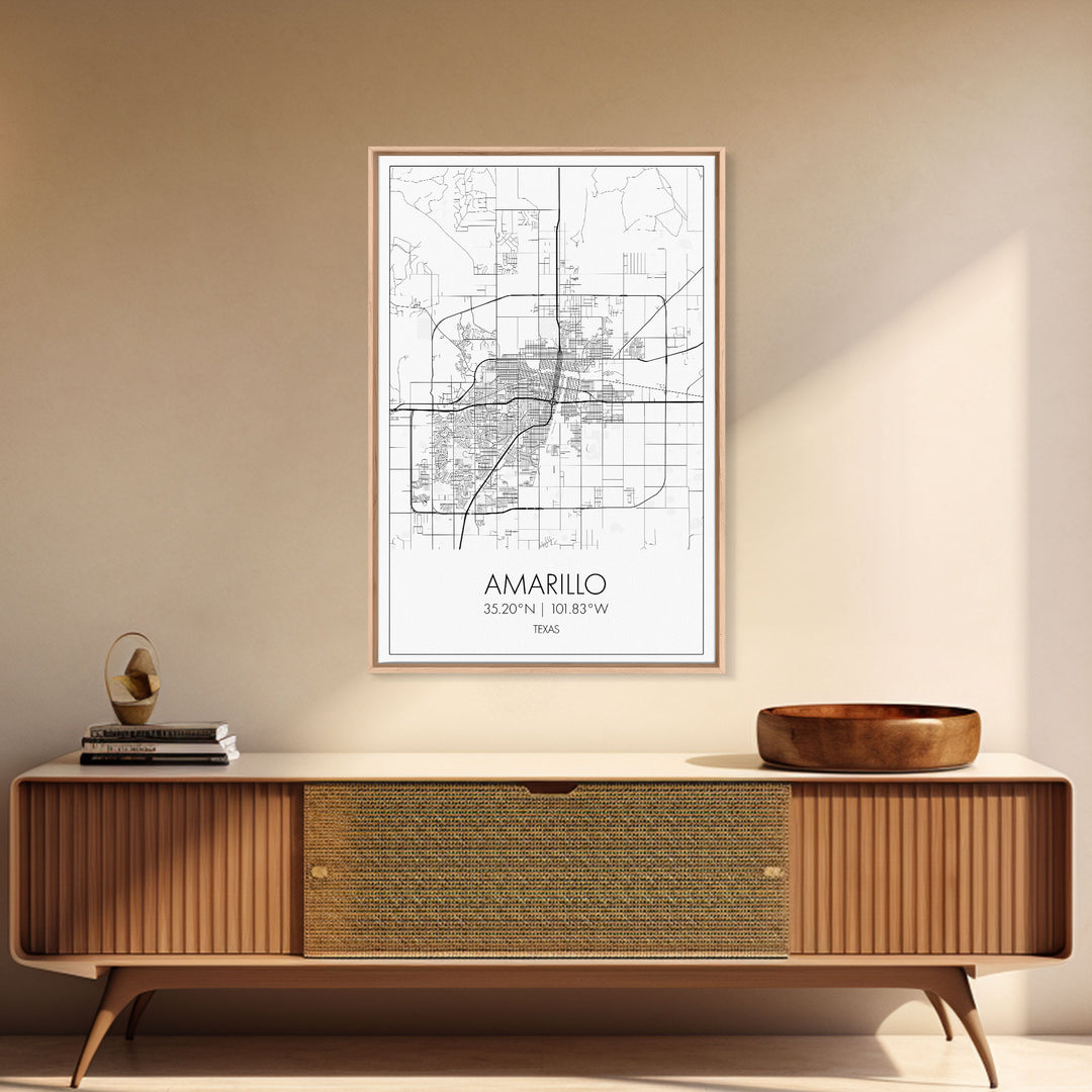 Amarillo Street Map, Texas Map, City Map Wall Decor, Travel Wall Art, Minimalist, Modern Art, Wall Art, Canvas Print, Canvas Wall Art