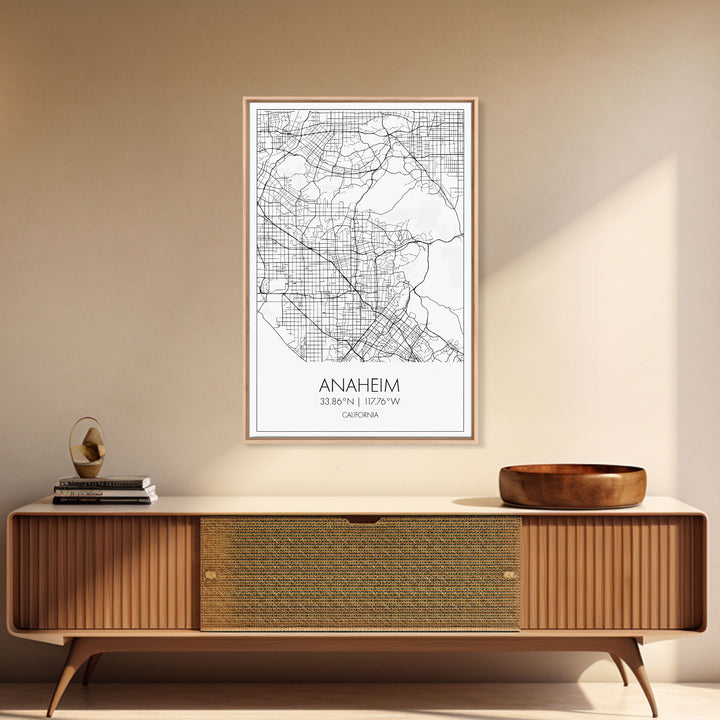 Anaheim Street Map, California Map, City Map Wall Decor, Travel Map, Minimalist, Modern Art, Wall Art, Canvas Print, Canvas Wall Art