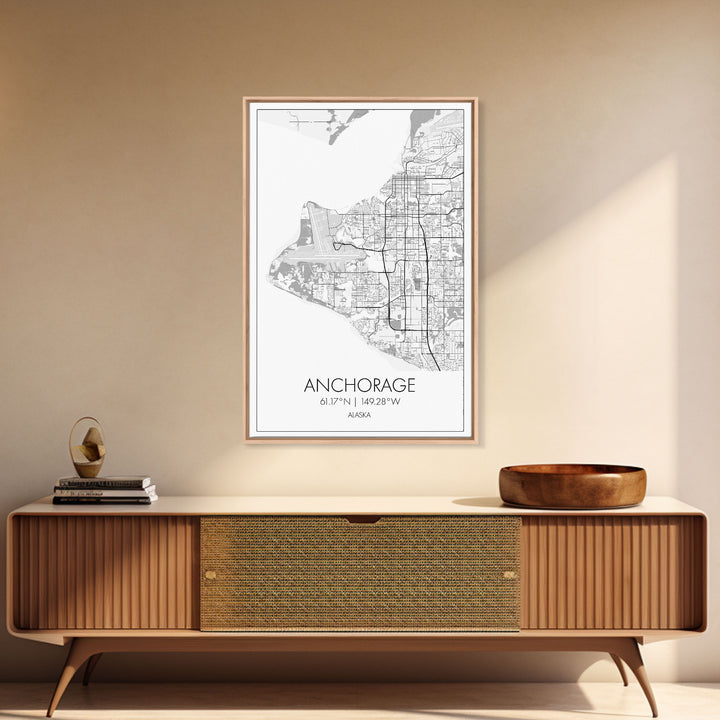 Anchorage Street Map, Alaska Map, Travel Wall Art, City Map Wall Art, Bedroom Art, Modern Art, Wall Art, Canvas Print, Canvas Wall Art