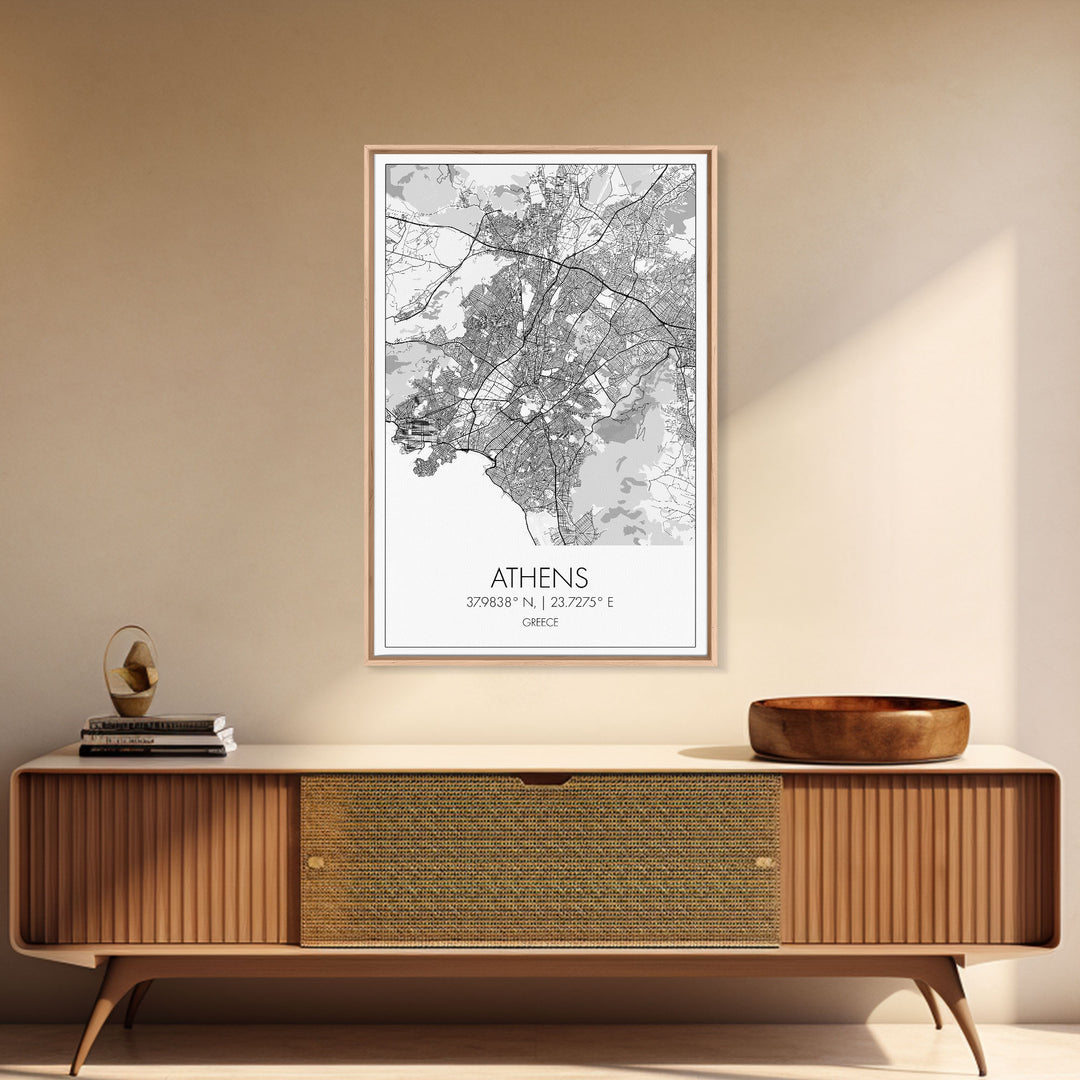 Athens Street Map, Greece Map, Travel Wall Art, Friendship Gift, Bedroom Art, Minimalist Art, Wall Art, Canvas Print, Canvas Wall Art