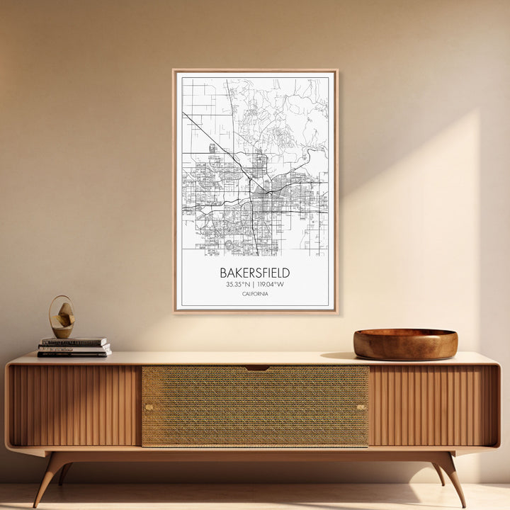 Bakersfield Street Map, California Map, City Wall Art, Home Wall Décor, Wife Gift, Minimalist Art, Wall Art, Canvas Print, Canvas Wall Art