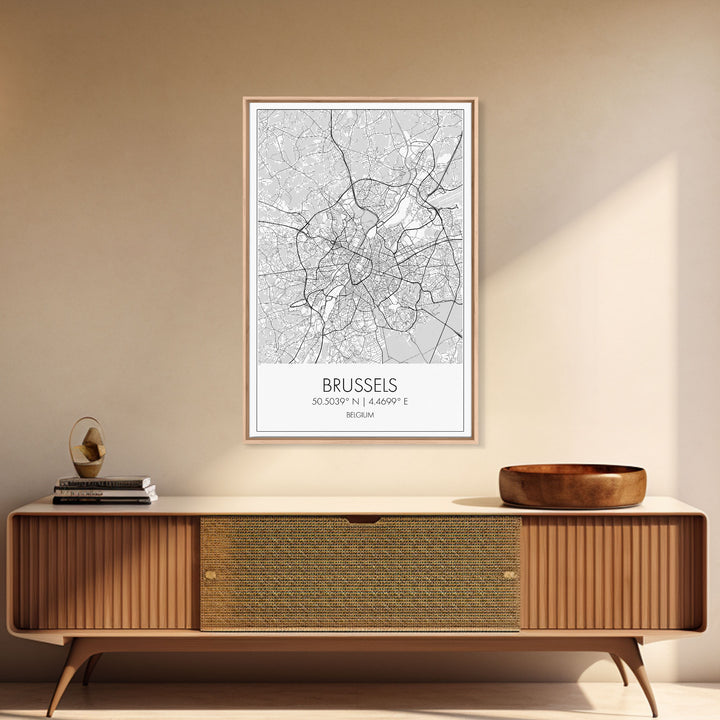 Brussels Street Map, Belgium Map, City Map Art, Modern Art, Wall Art, Canvas Print, Canvas Wall Art, Birthday Gift, Living Room Décor